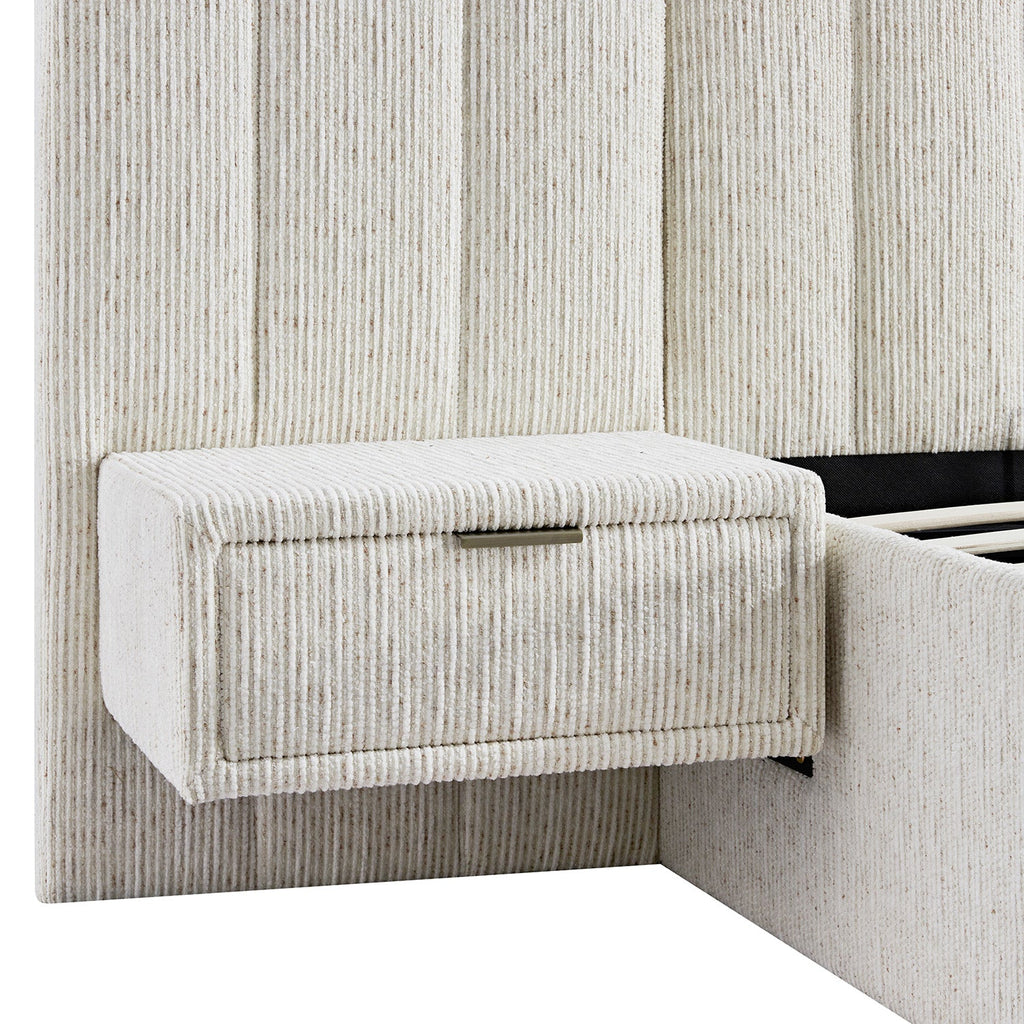 Tremezzo Oversized Ottoman Storage Bed, Beige Textured Fabric