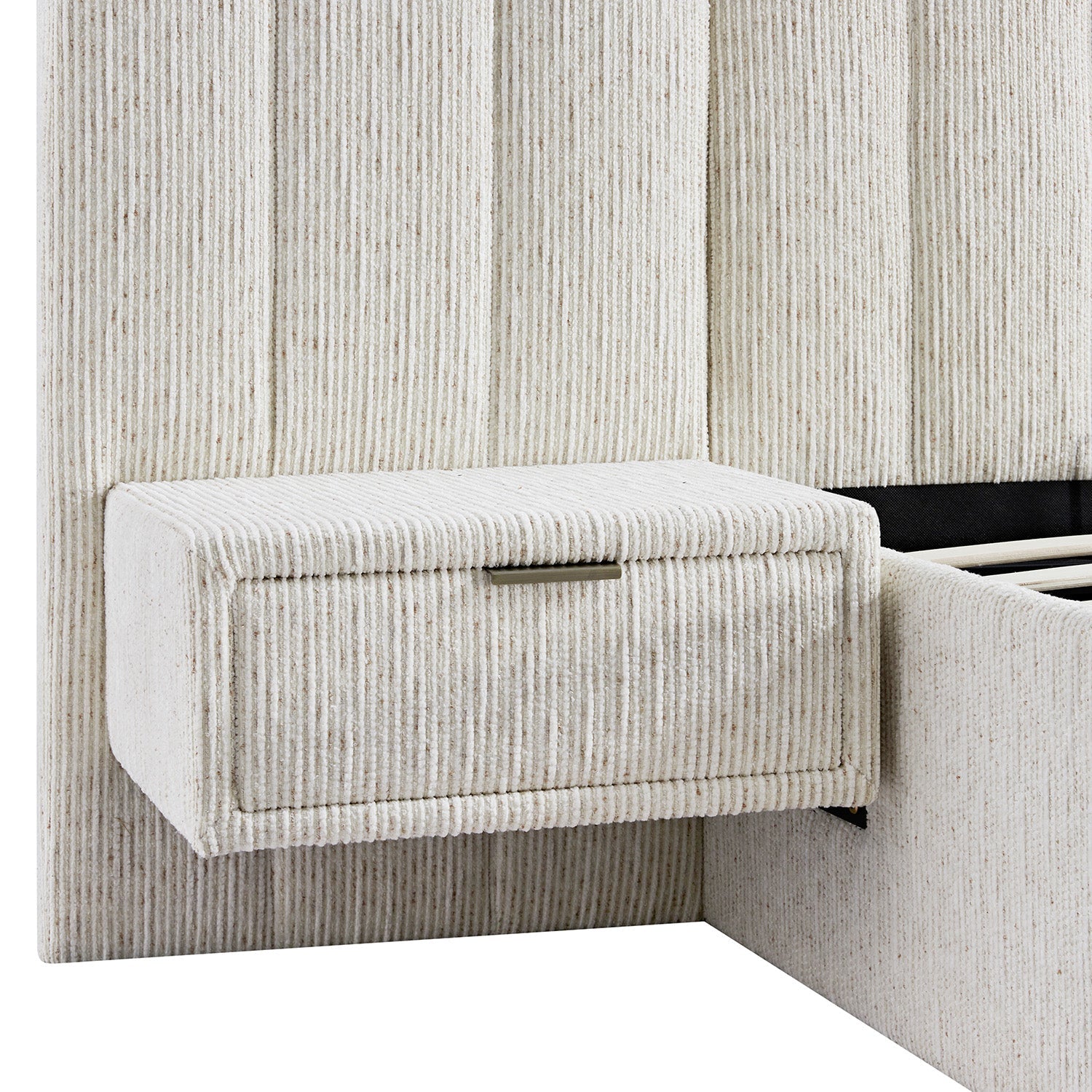 Tremezzo Oversized Ottoman Storage Bed, Beige Textured Fabric