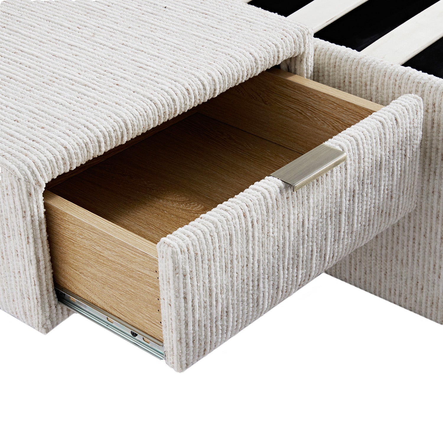 Tremezzo Oversized Ottoman Storage Bed, Beige Textured Fabric