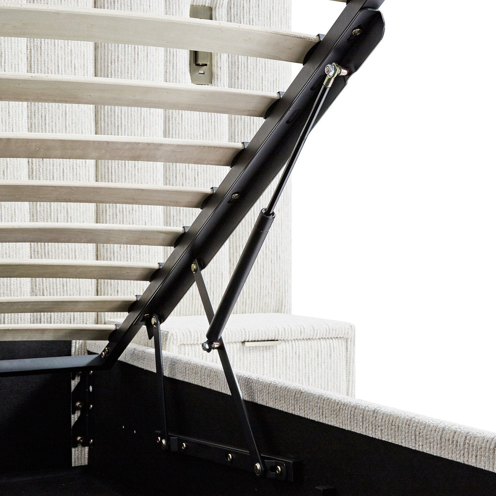 Tremezzo Oversized Ottoman Storage Bed, Beige Textured Fabric