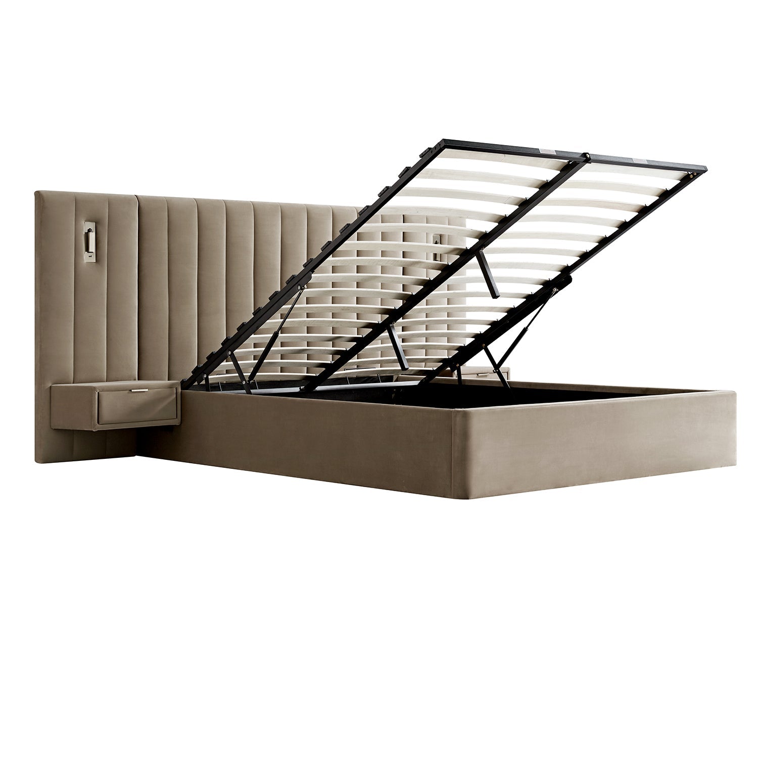 Tremezzo Oversized Ottoman Storage Bed, Taupe Velvet