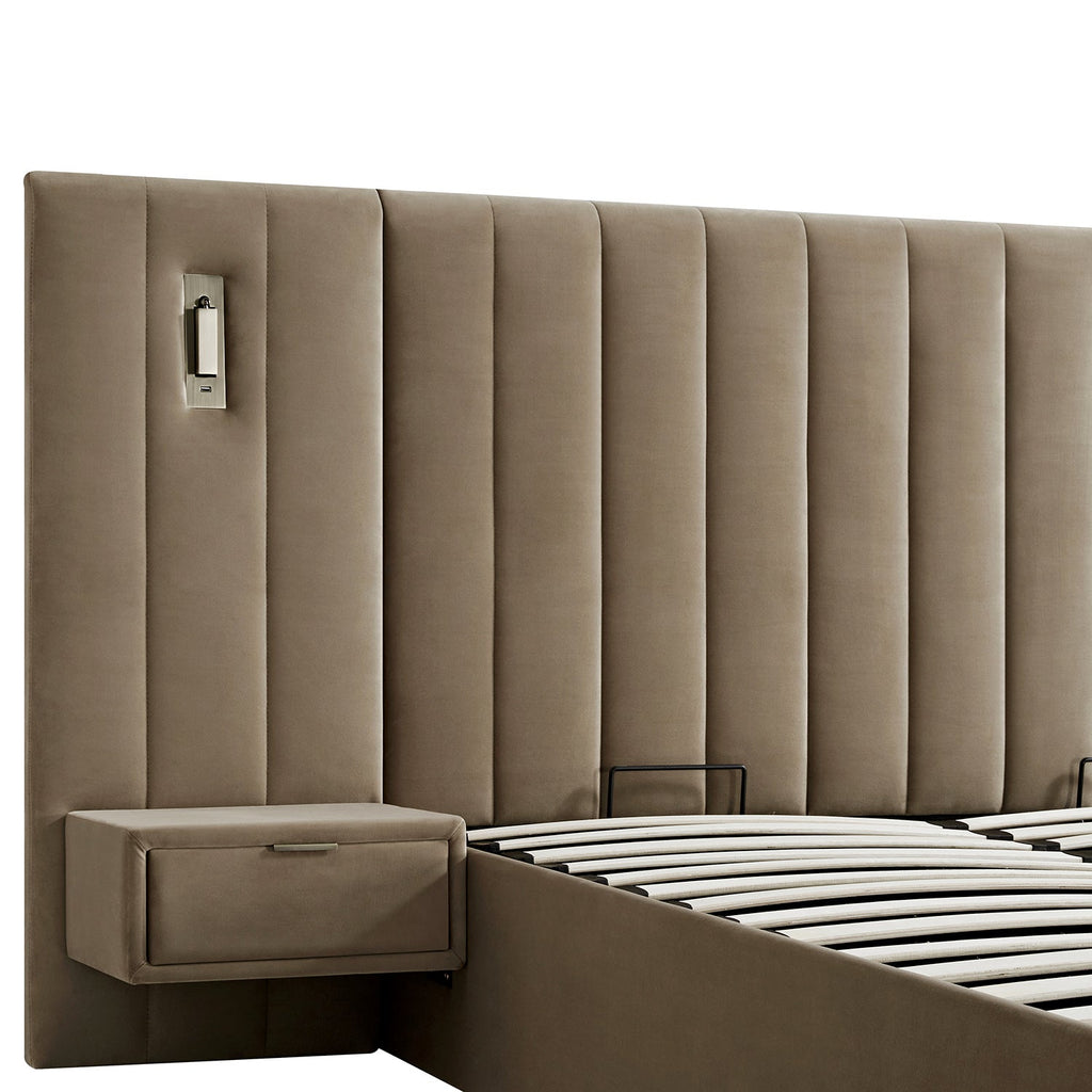 Tremezzo Oversized Ottoman Storage Bed, Taupe Velvet