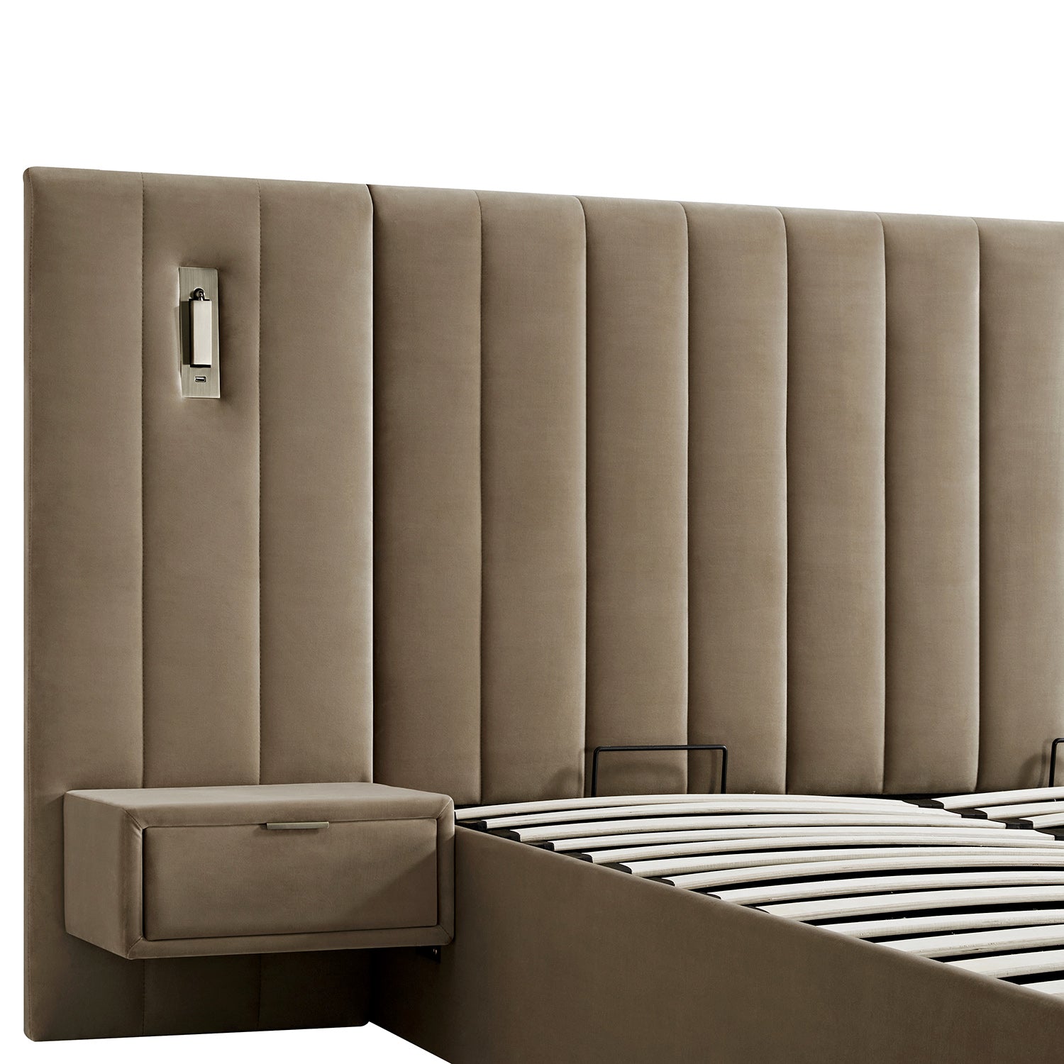 Tremezzo Oversized Ottoman Storage Bed, Taupe Velvet