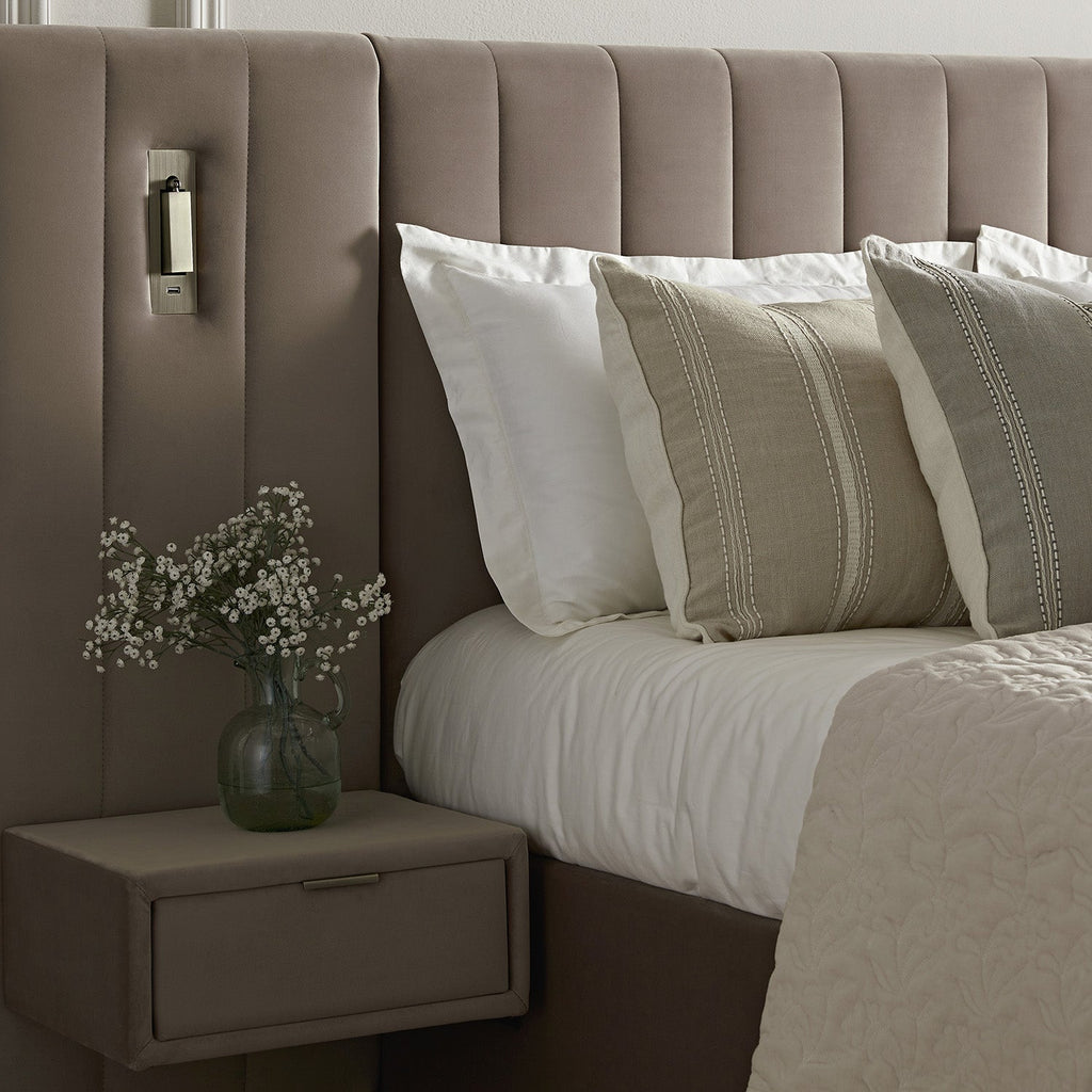 Tremezzo Oversized Ottoman Storage Bed, Taupe Velvet