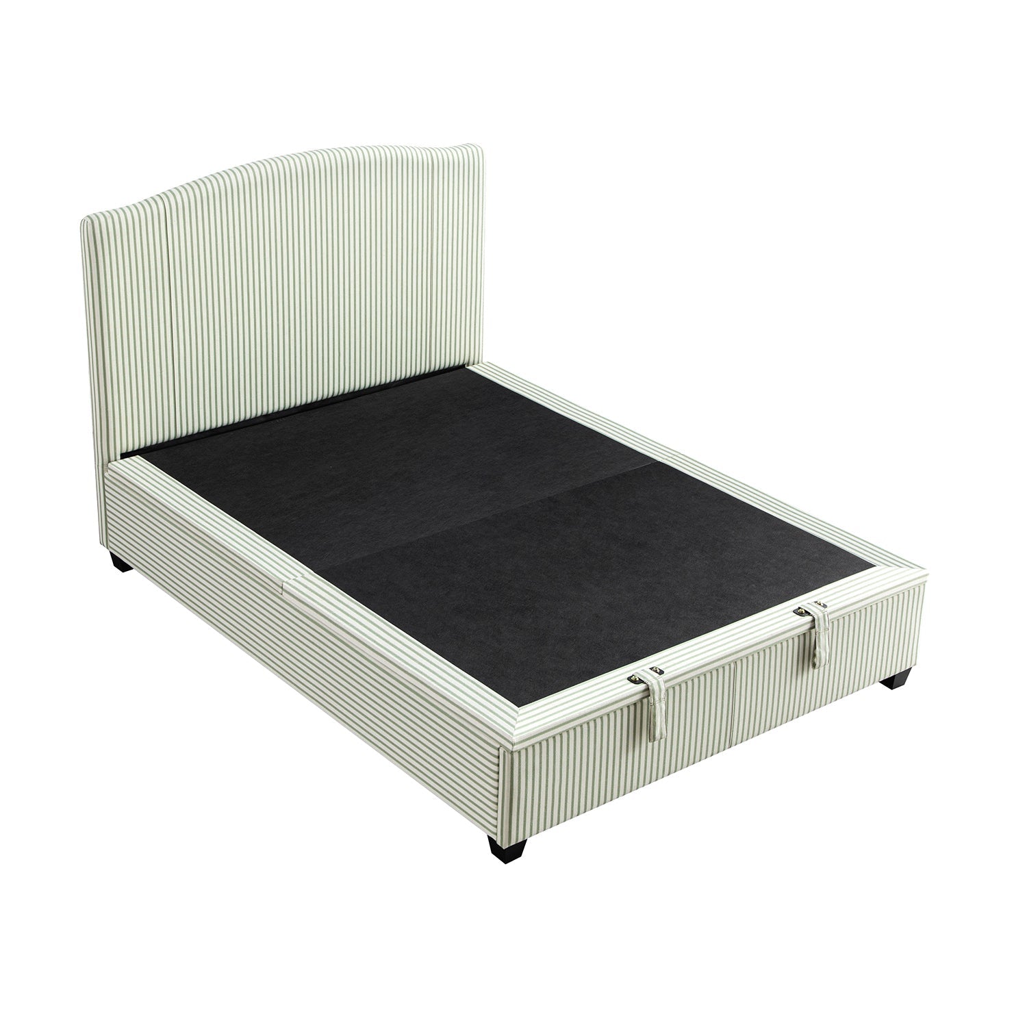 Chilworth Upholstered Ottoman Storage Bed, Green Stripe Linen Blend