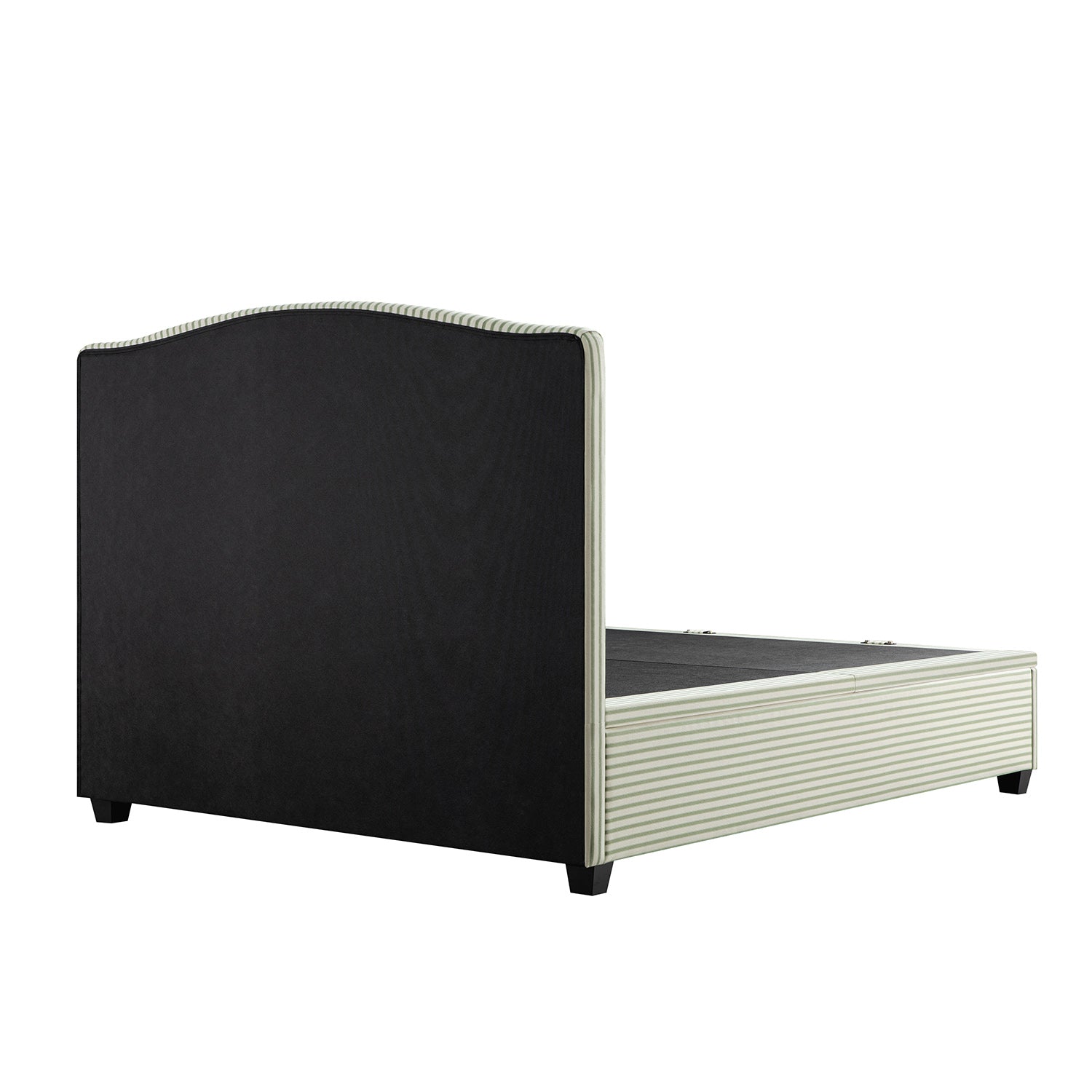 Chilworth Upholstered Ottoman Storage Bed, Green Stripe Linen Blend