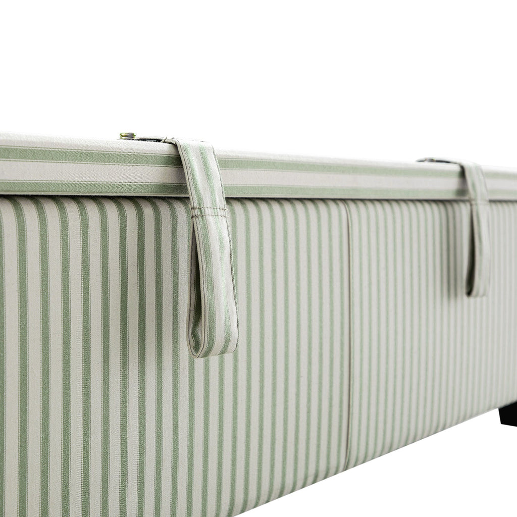 Chilworth Upholstered Ottoman Storage Bed, Green Stripe Linen Blend