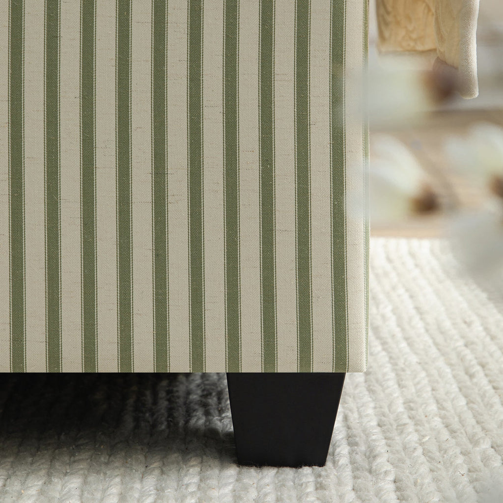 Chilworth Upholstered Ottoman Storage Bed, Green Stripe Linen Blend