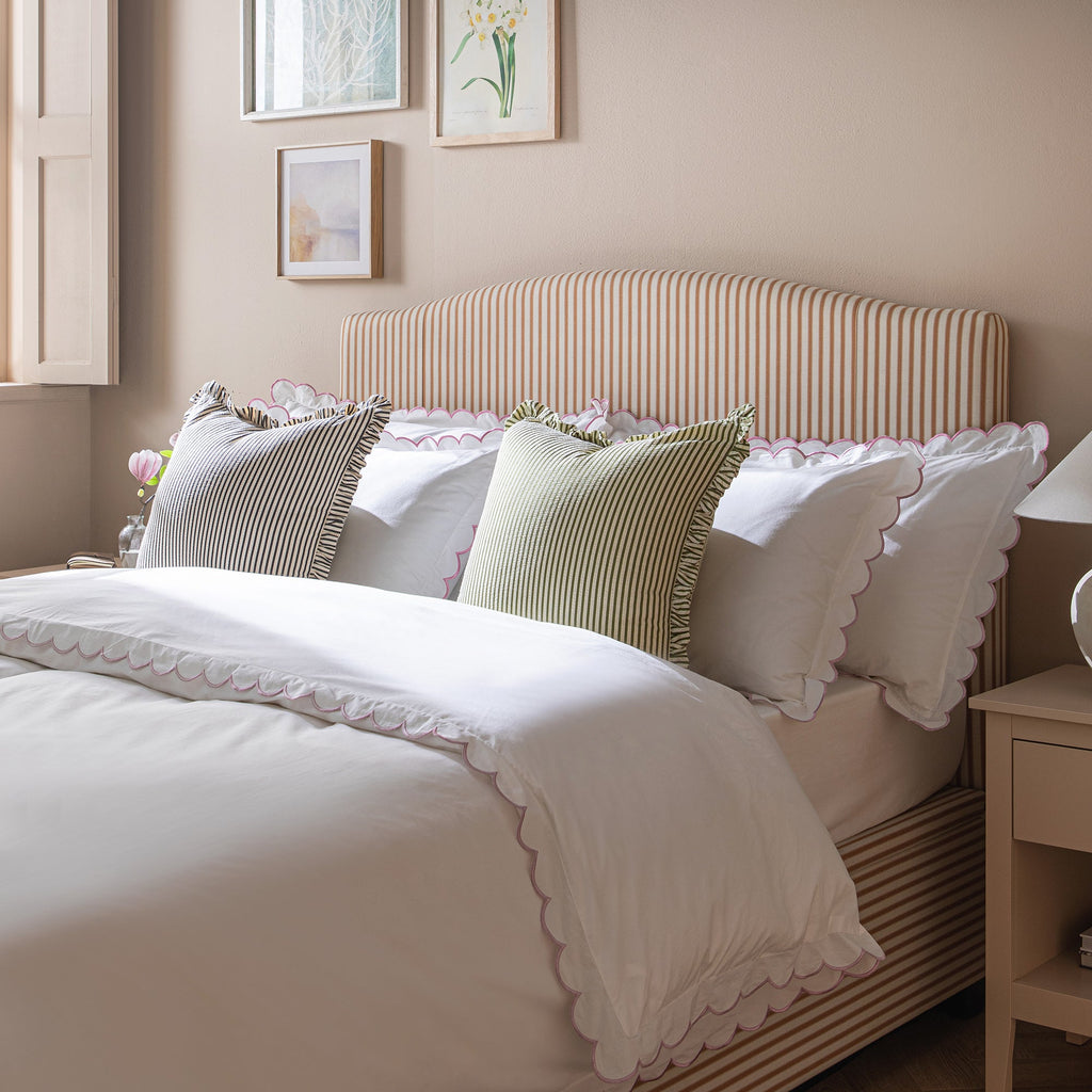 Chilworth Upholstered Ottoman Storage Bed, Ochre Stripe Linen Blend