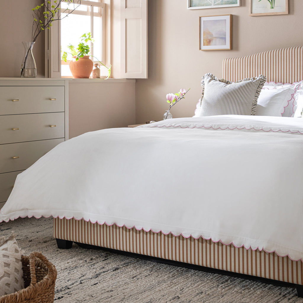 Chilworth Upholstered Ottoman Storage Bed, Ochre Stripe Linen Blend