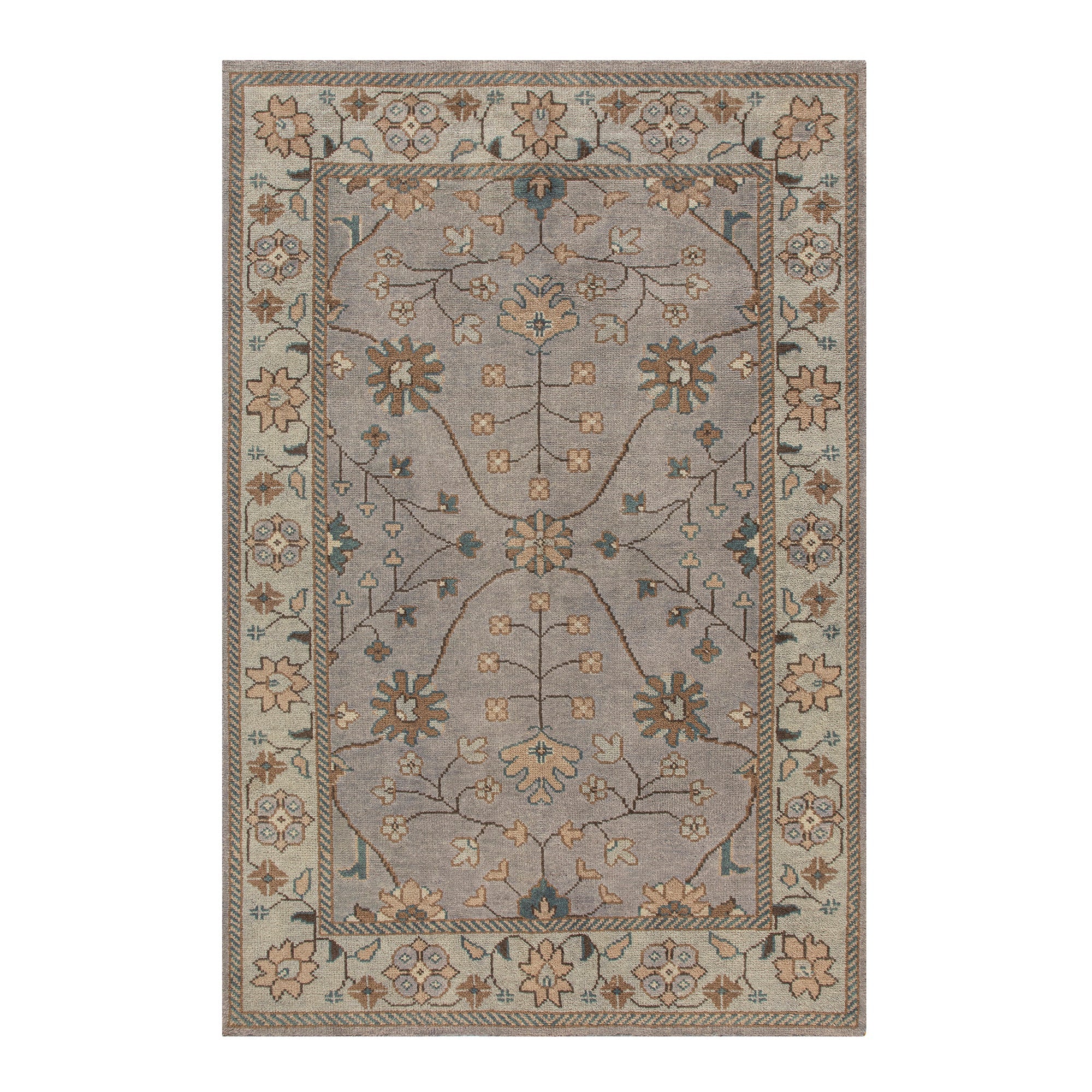 Premium Hand-Knotted Heritage Collection Florentine Ice Blue New Zealand Wool Rug