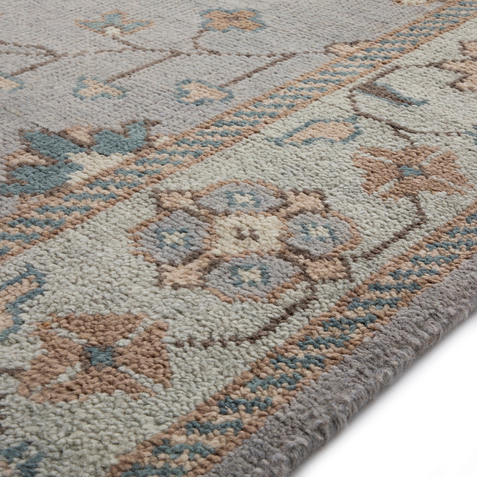 Premium Hand-Knotted Heritage Collection Florentine Ice Blue New Zealand Wool Rug