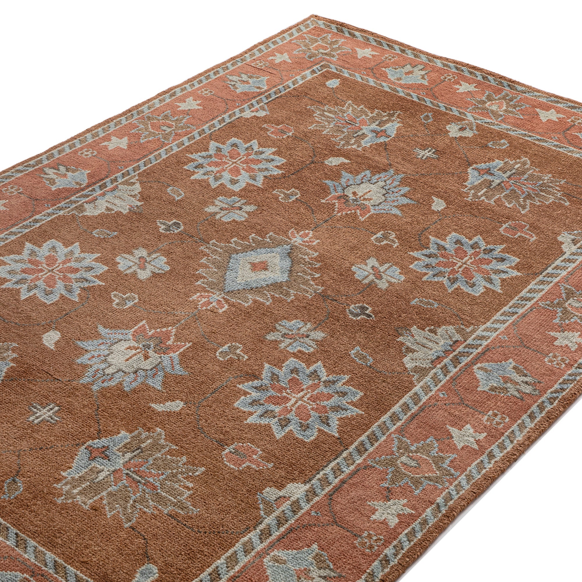 Premium Hand-Knotted Heritage Collection Florentine Rose New Zealand Wool Rug