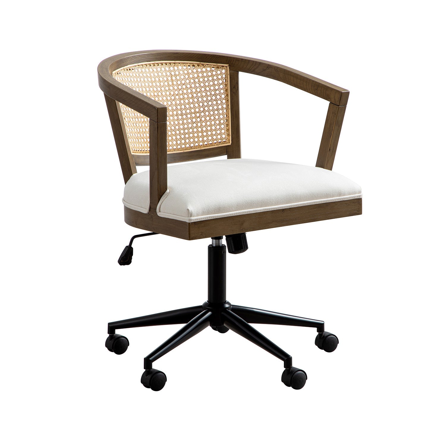 Lucia Natural Cane Swivel Desk Chair, Silver Oak