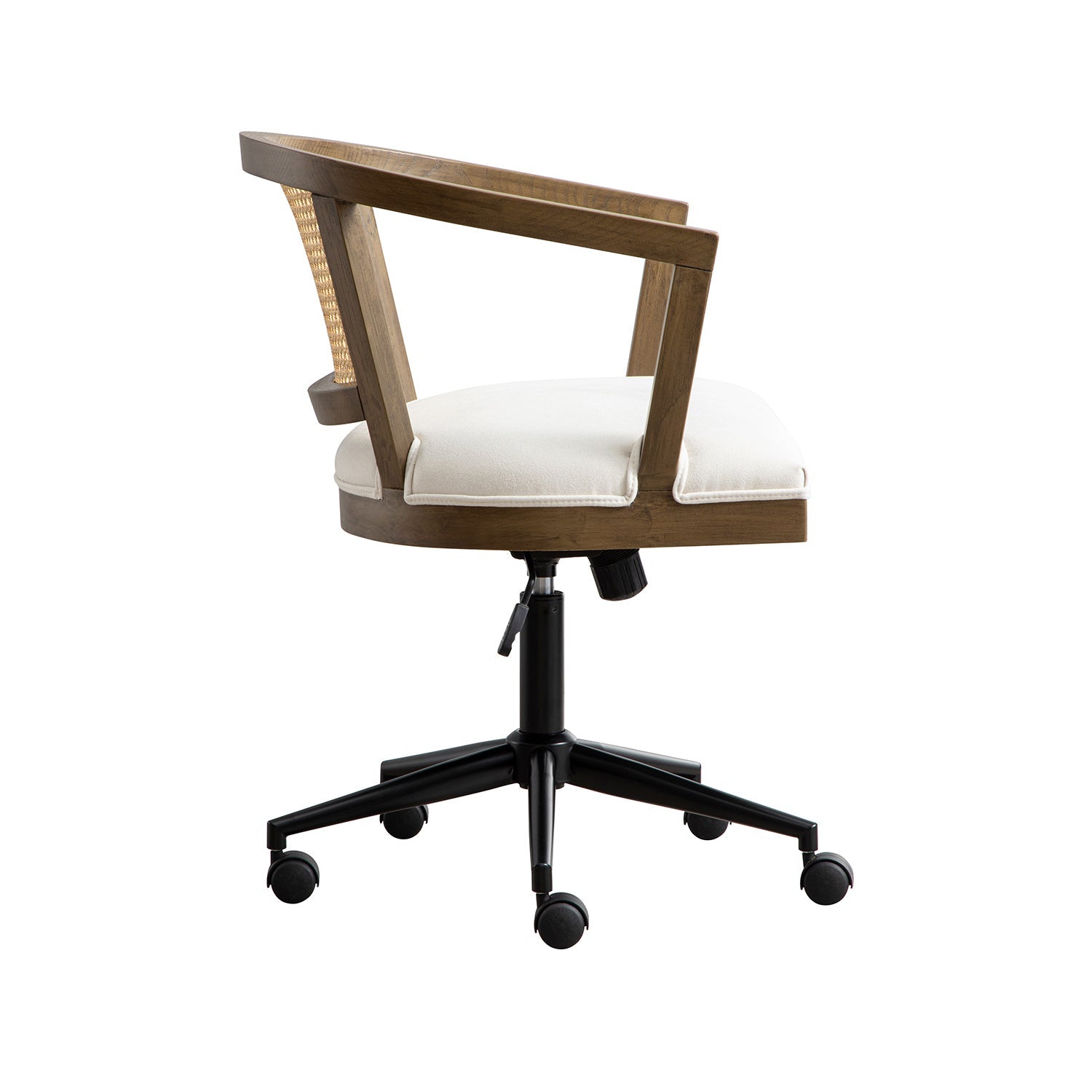 Lucia Natural Cane Swivel Desk Chair, Silver Oak