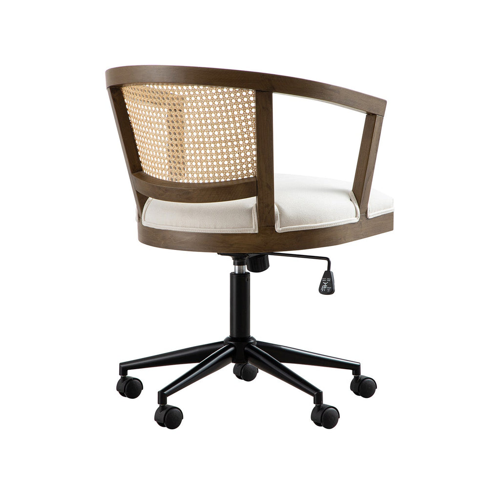 Lucia Natural Cane Swivel Desk Chair, Silver Oak