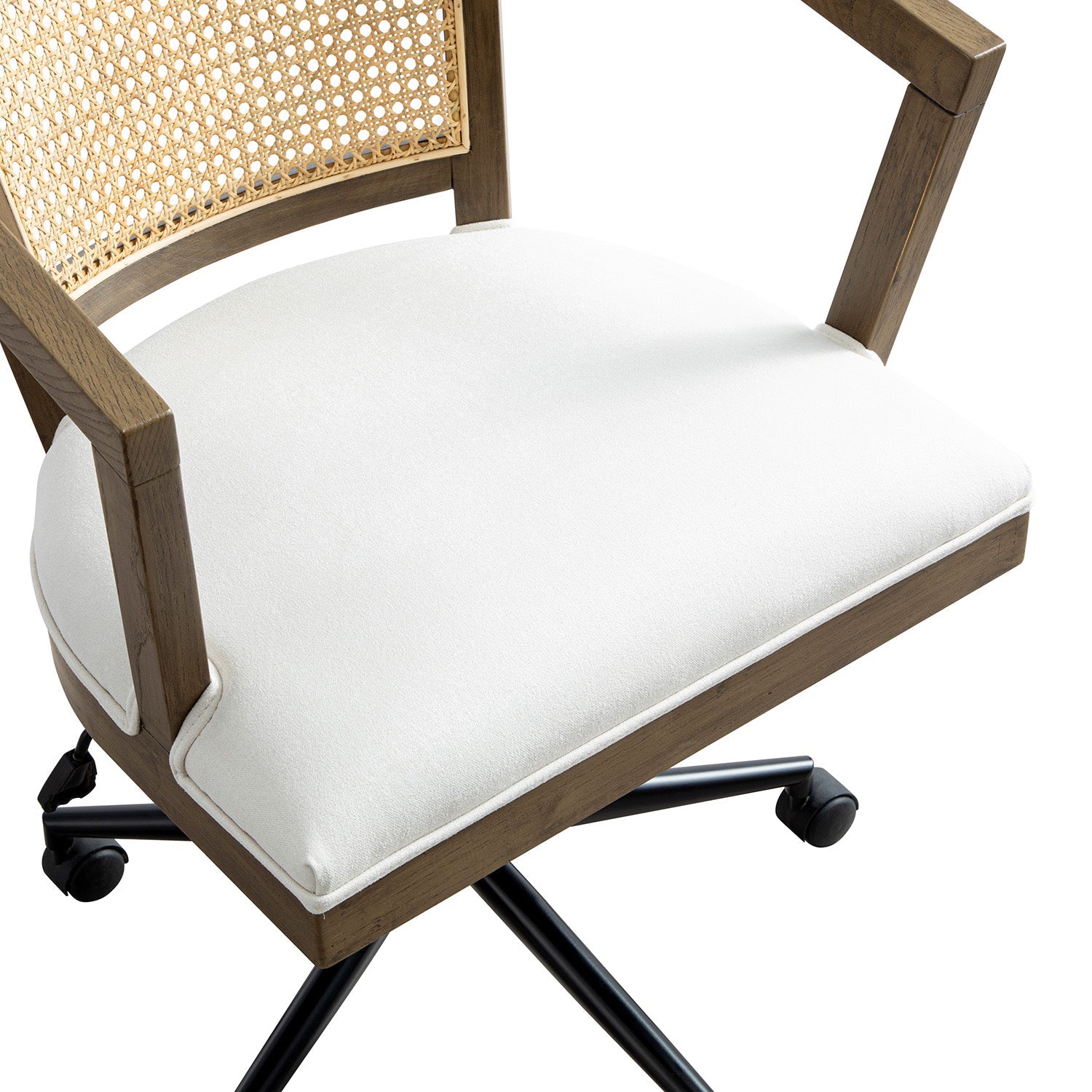 Lucia Natural Cane Swivel Desk Chair, Silver Oak