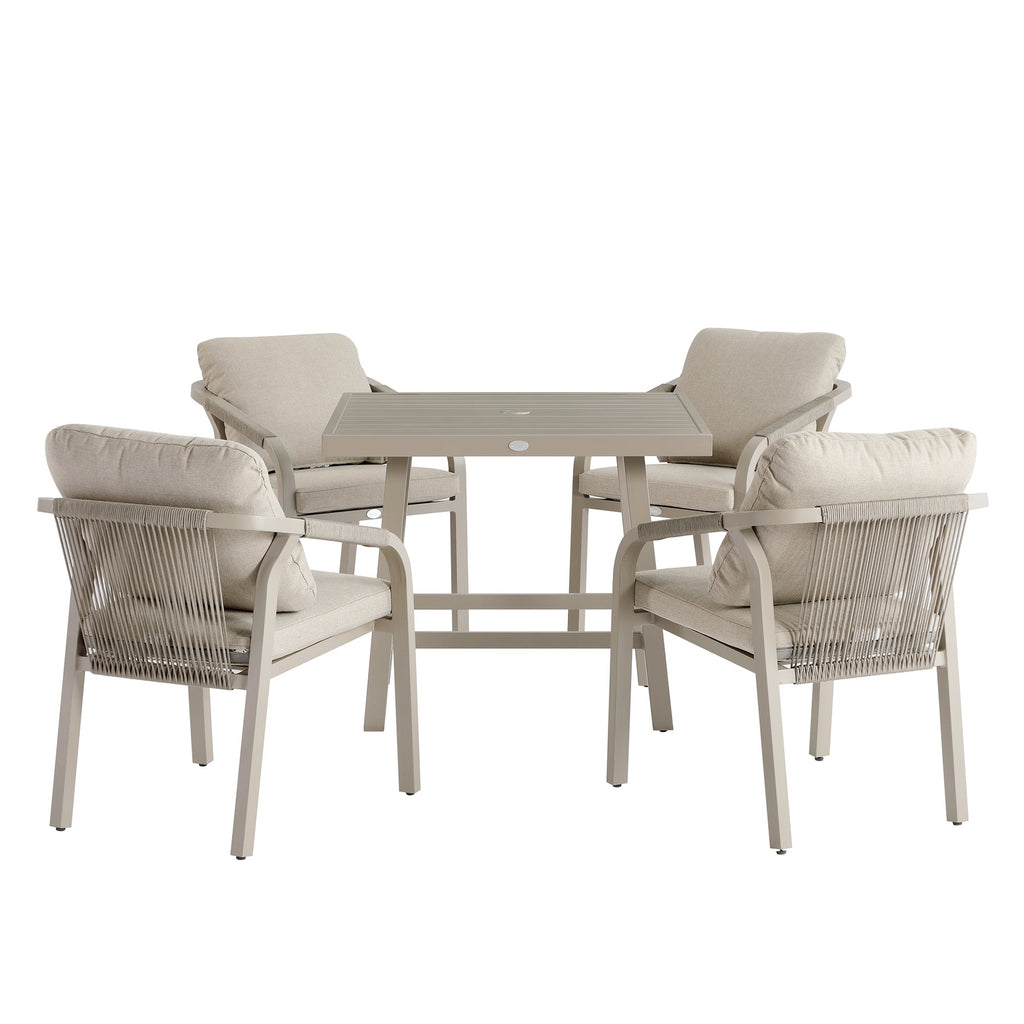 Manresa Rope 4-Seater Square Dining Set, Taupe and Beige