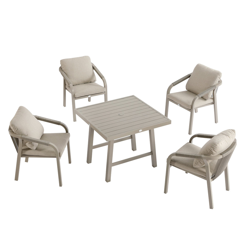 Manresa Rope 4-Seater Square Dining Set, Taupe and Beige