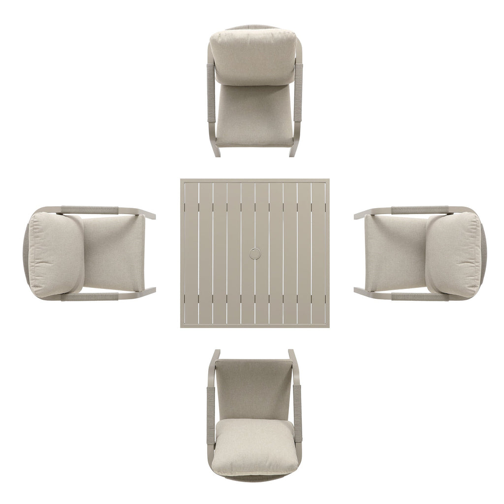 Manresa Rope 4-Seater Square Dining Set, Taupe and Beige