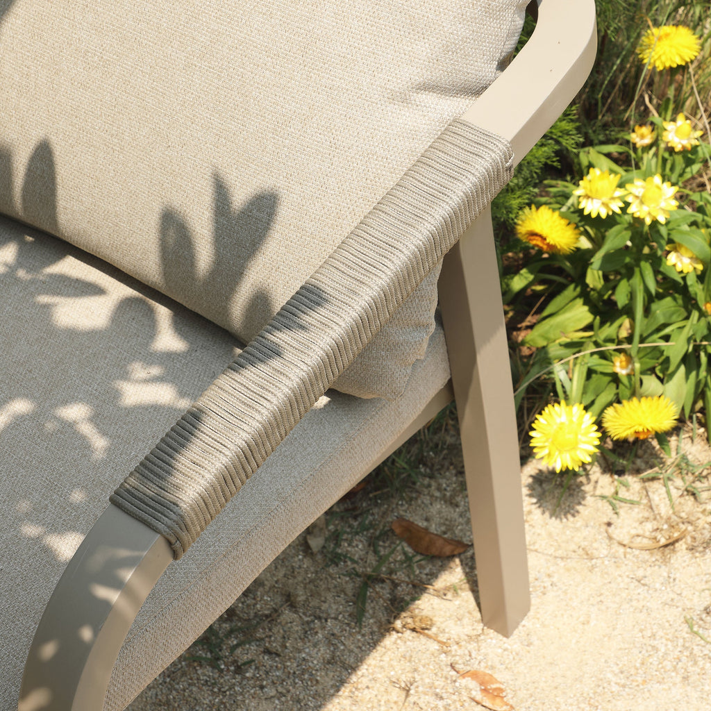 Manresa Rope 4-Seater Square Dining Set, Taupe and Beige