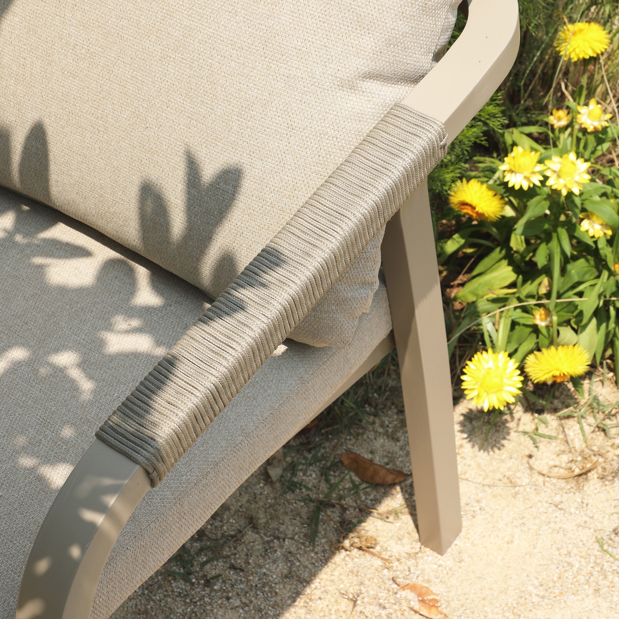 Manresa Rope 4-Seater Square Dining Set, Taupe and Beige