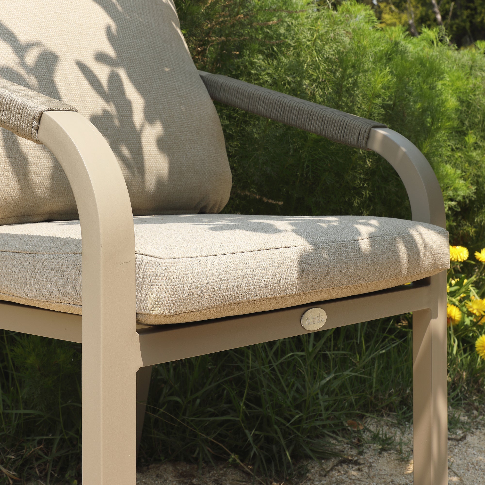 Manresa Rope 4-Seater Square Dining Set, Taupe and Beige