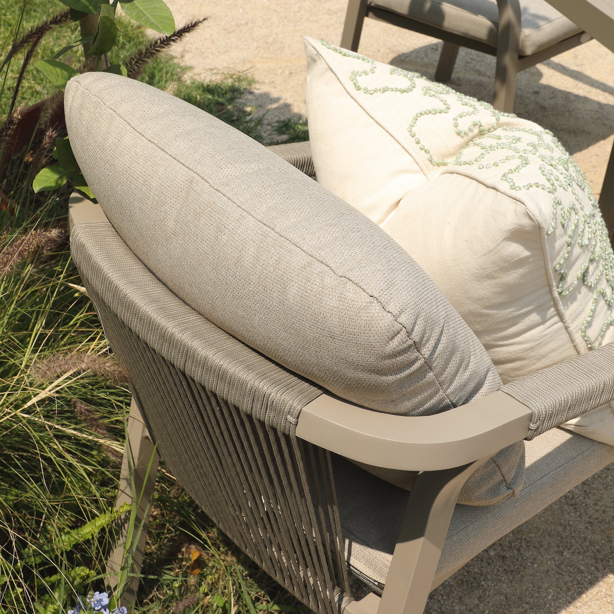 Manresa Rope 4-Seater Square Dining Set, Taupe and Beige