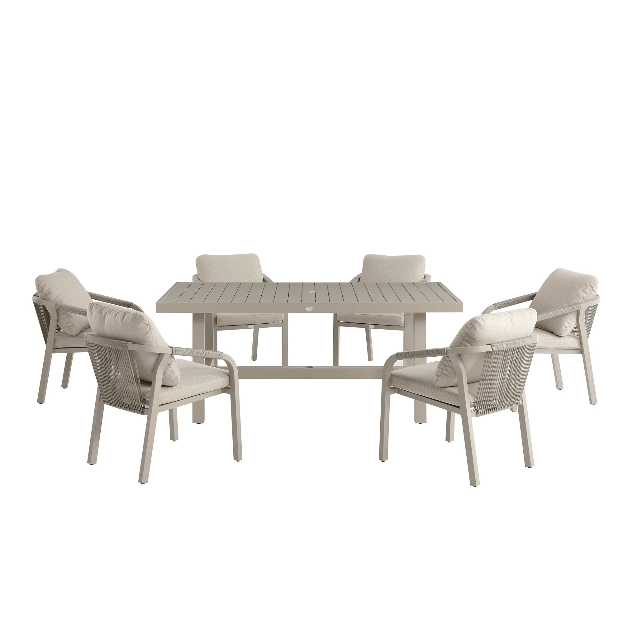 Manresa Rope 6-Seater Rectangular Dining Set, Taupe and Beige