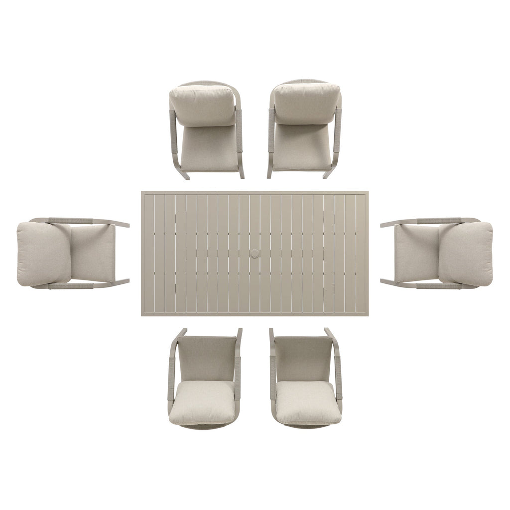 Manresa Rope 6-Seater Rectangular Dining Set, Taupe and Beige
