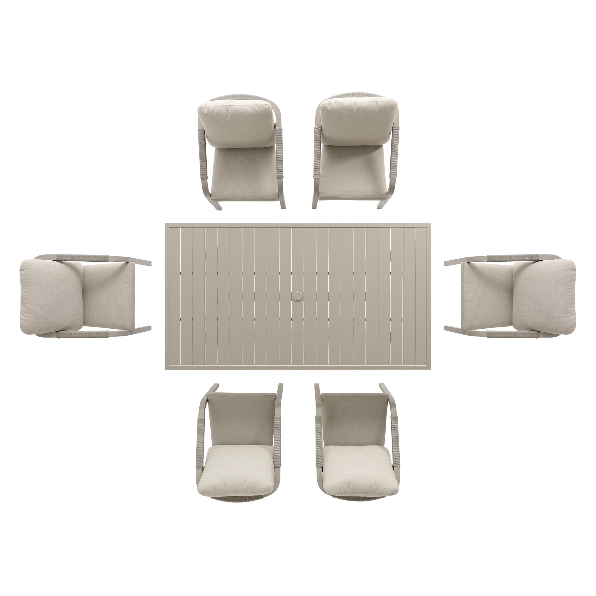 Manresa Rope 6-Seater Rectangular Dining Set, Taupe and Beige