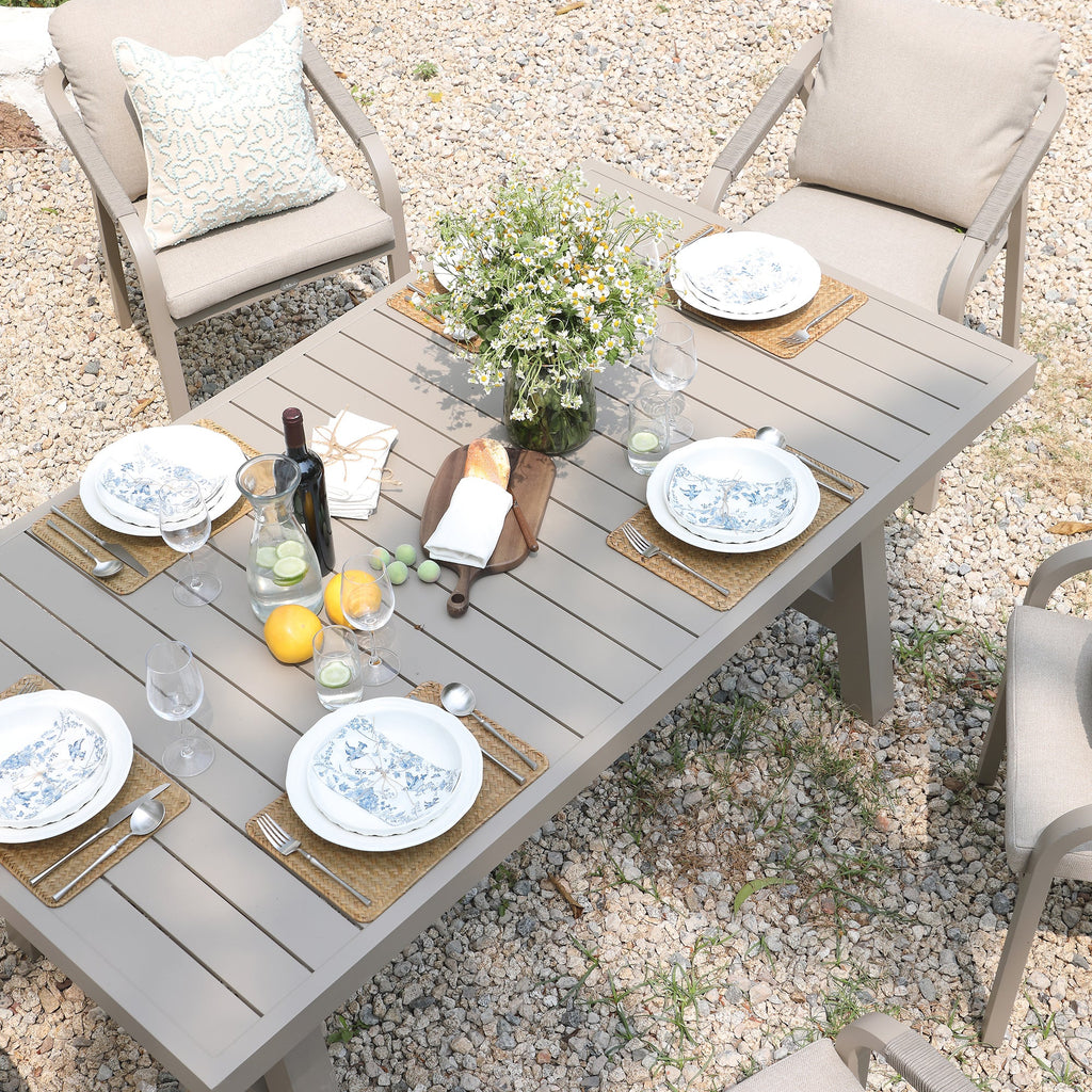 Manresa Rope 6-Seater Rectangular Dining Set, Taupe and Beige