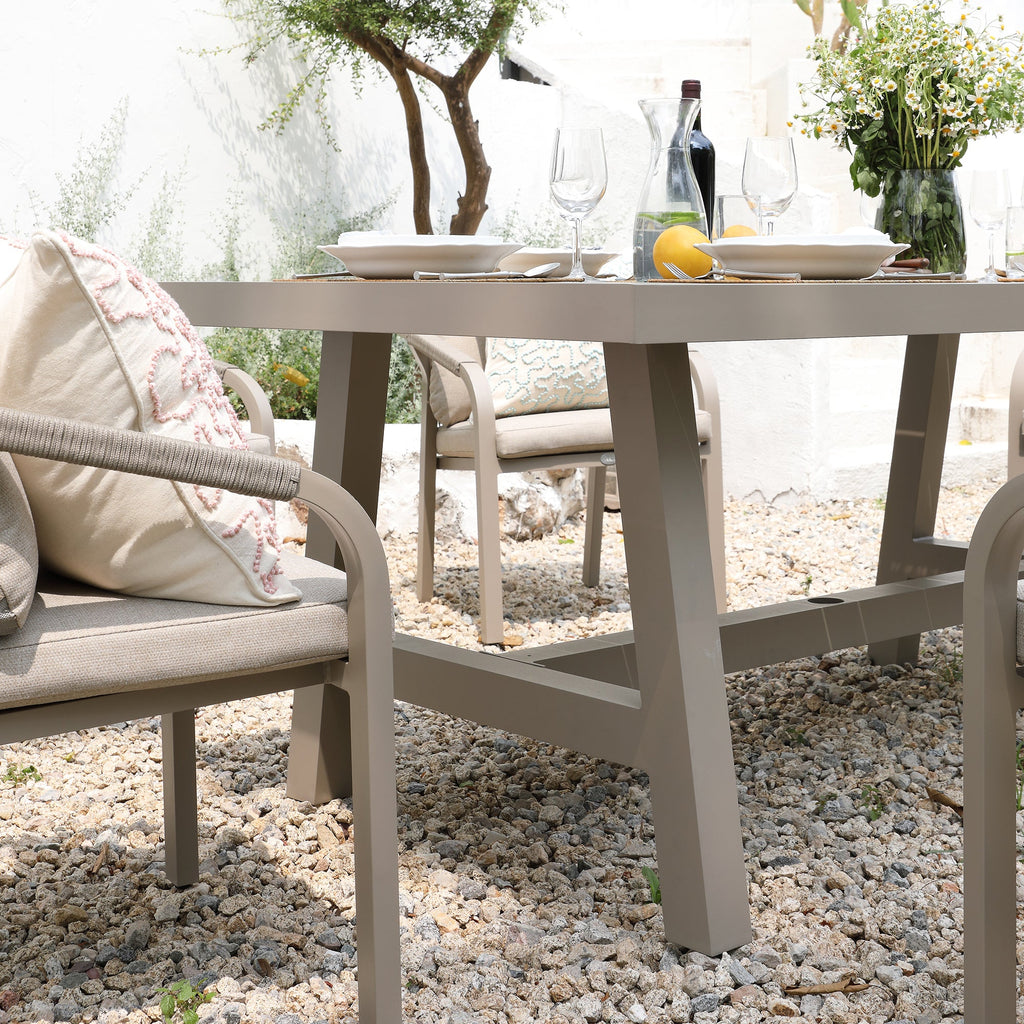 Manresa Rope 6-Seater Rectangular Dining Set, Taupe and Beige