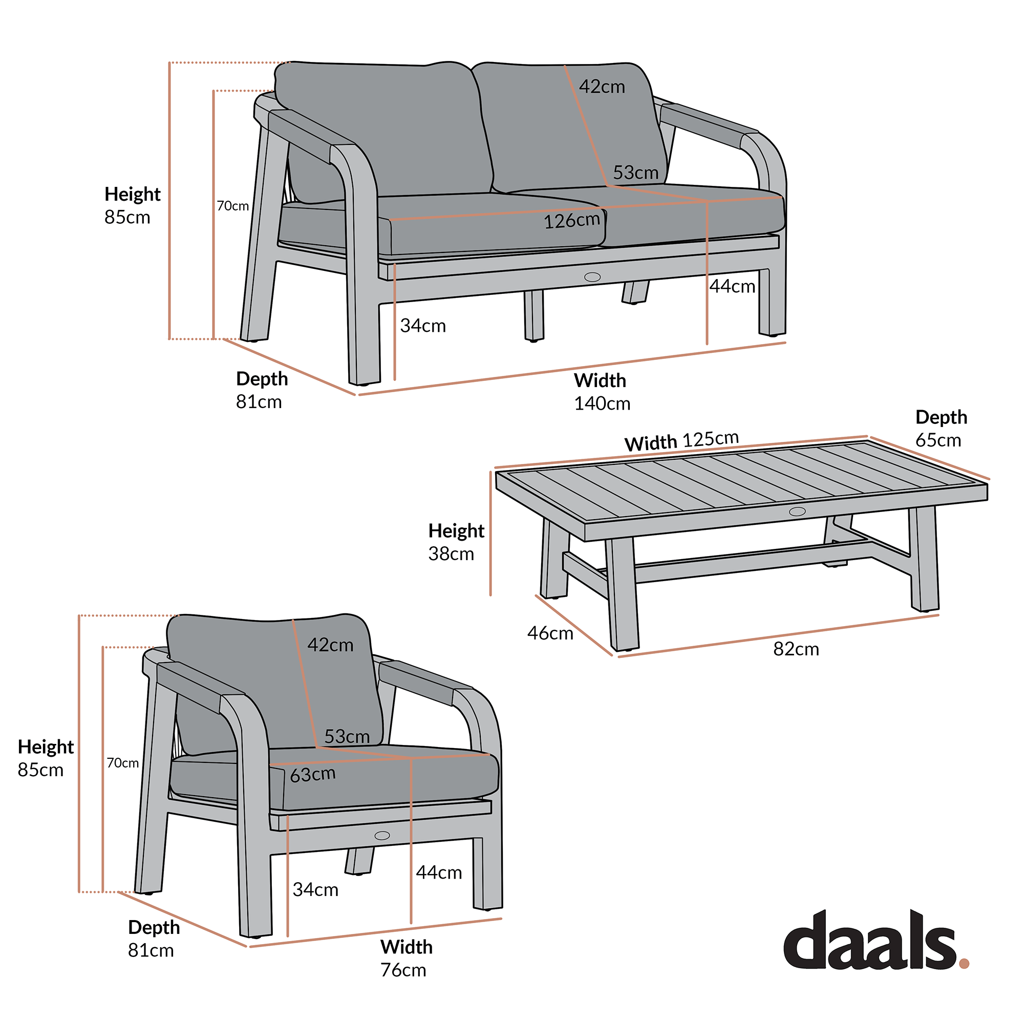 Manresa Rope 5-Seater Sofa Set, Taupe and Beige