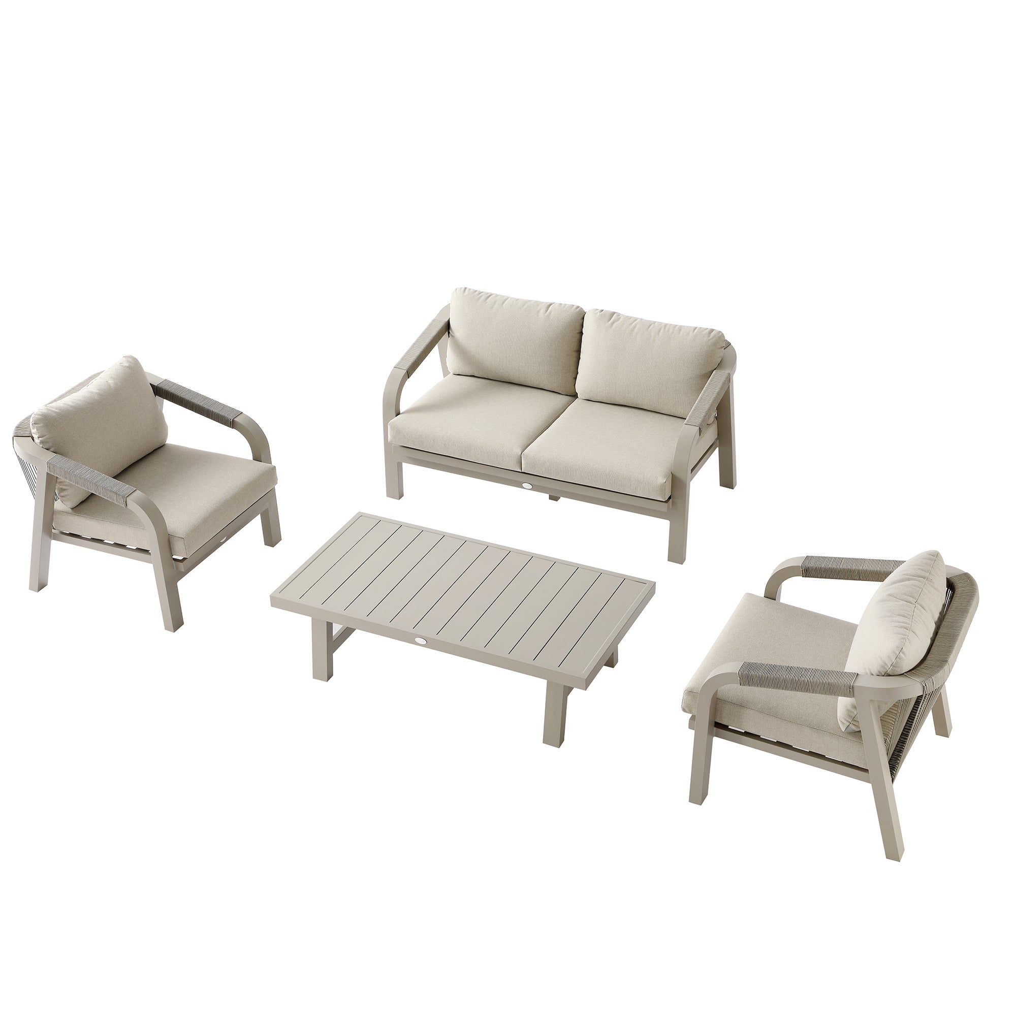 Manresa Rope 5-Seater Sofa Set, Taupe and Beige