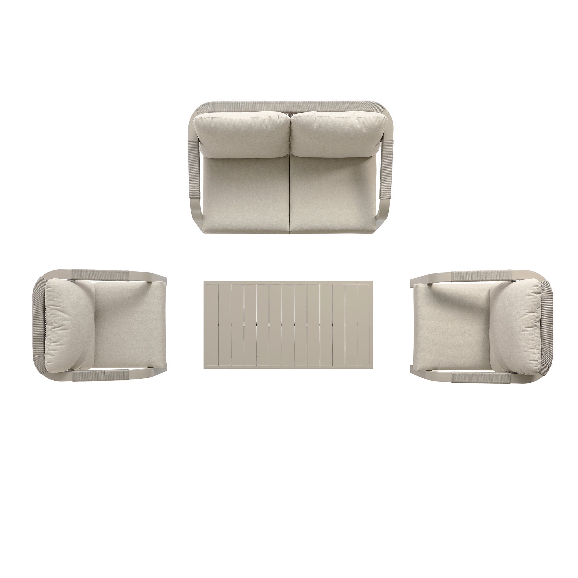 Manresa Rope 5-Seater Sofa Set, Taupe and Beige