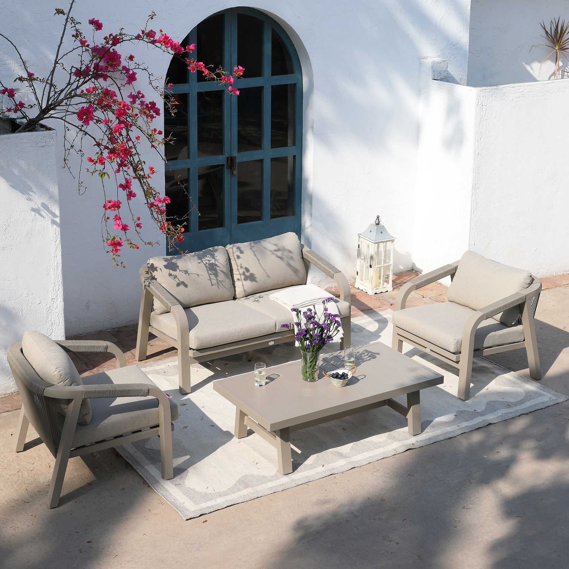 Manresa Rope 5-Seater Sofa Set, Taupe and Beige