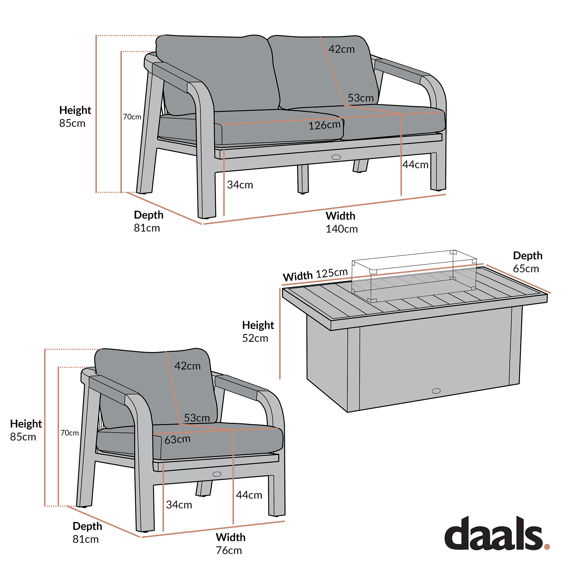 Manresa Rope 5-Seater Firepit Sofa Set, Taupe and Beige
