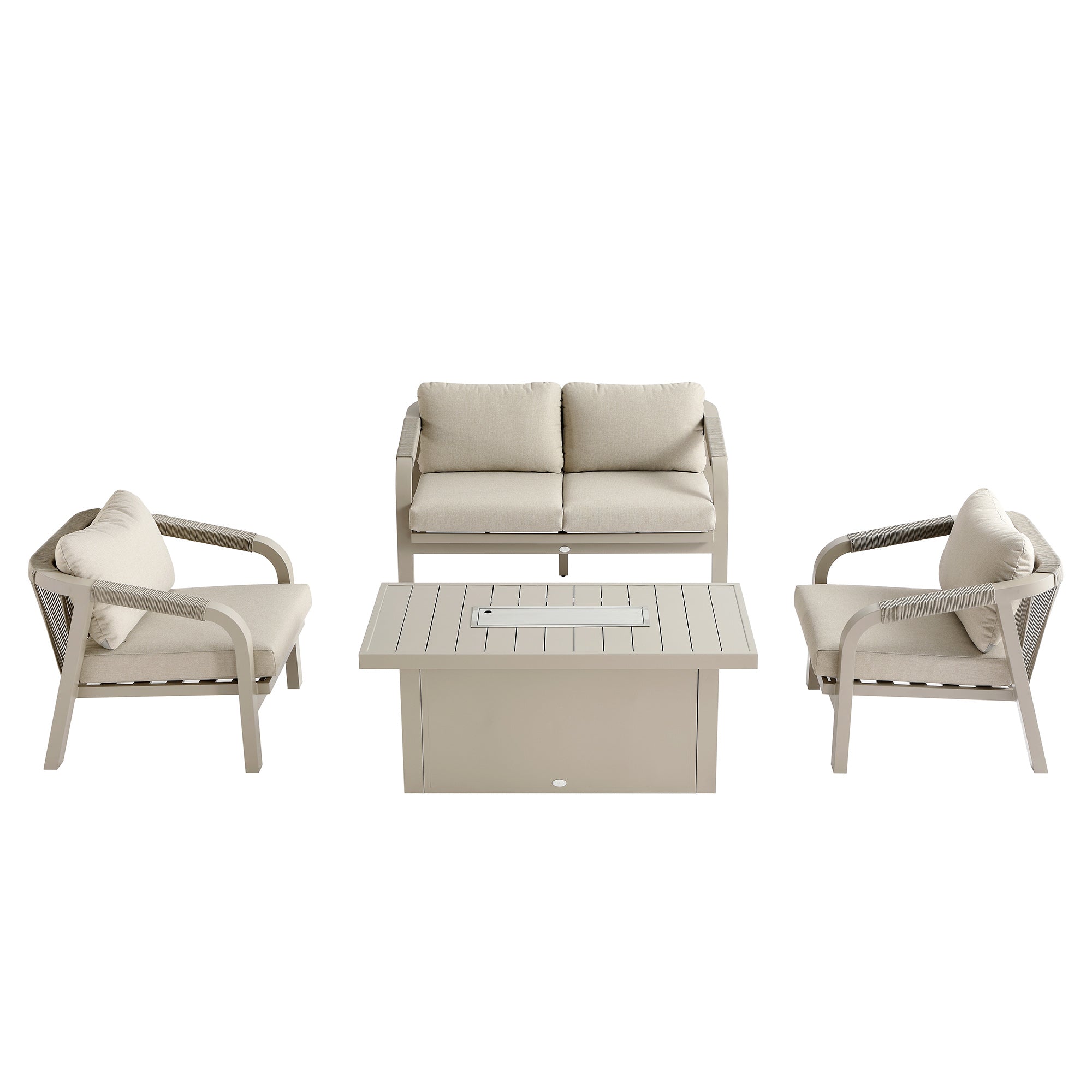 Manresa Rope 5-Seater Firepit Sofa Set, Taupe and Beige
