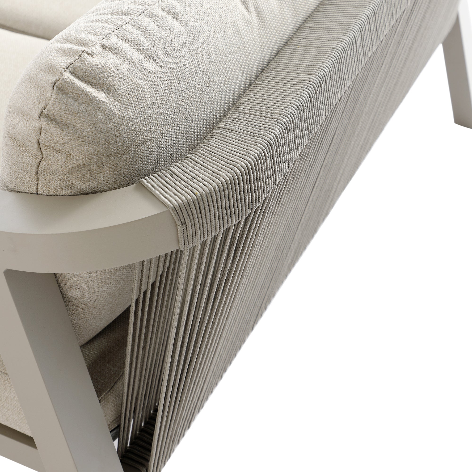 Manresa Rope 5-Seater Firepit Sofa Set, Taupe and Beige