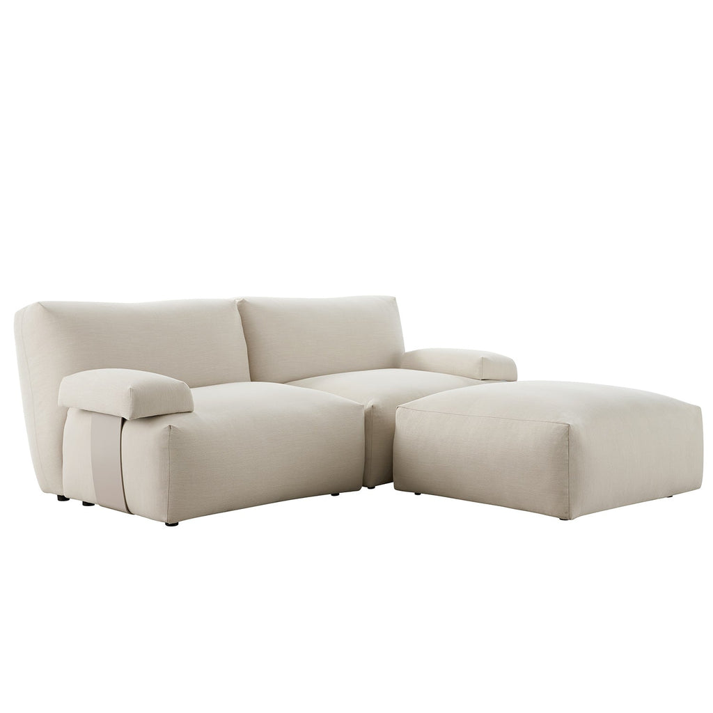 Carlyle Beige Cotton Blend Modular Sofa, 2-Piece Chaise