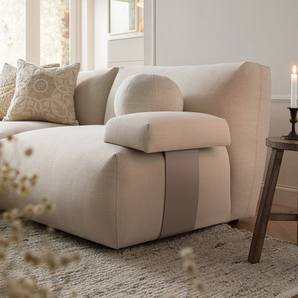 Carlyle Beige Cotton Blend Modular Sofa, 2-Piece Chaise