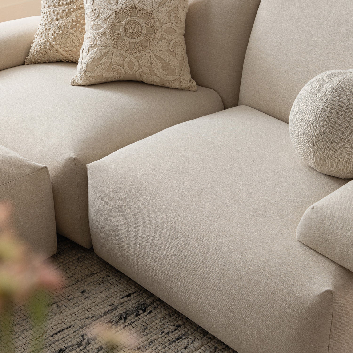 Carlyle Beige Cotton Blend Modular Sofa, 2-Piece Chaise