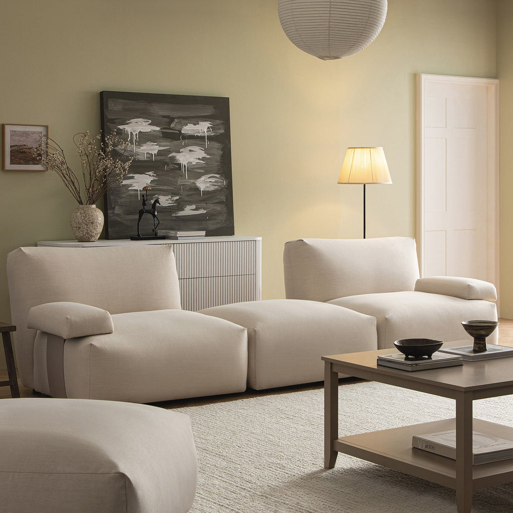 Carlyle Beige Cotton Blend Modular Sofa, 2-Piece Chaise