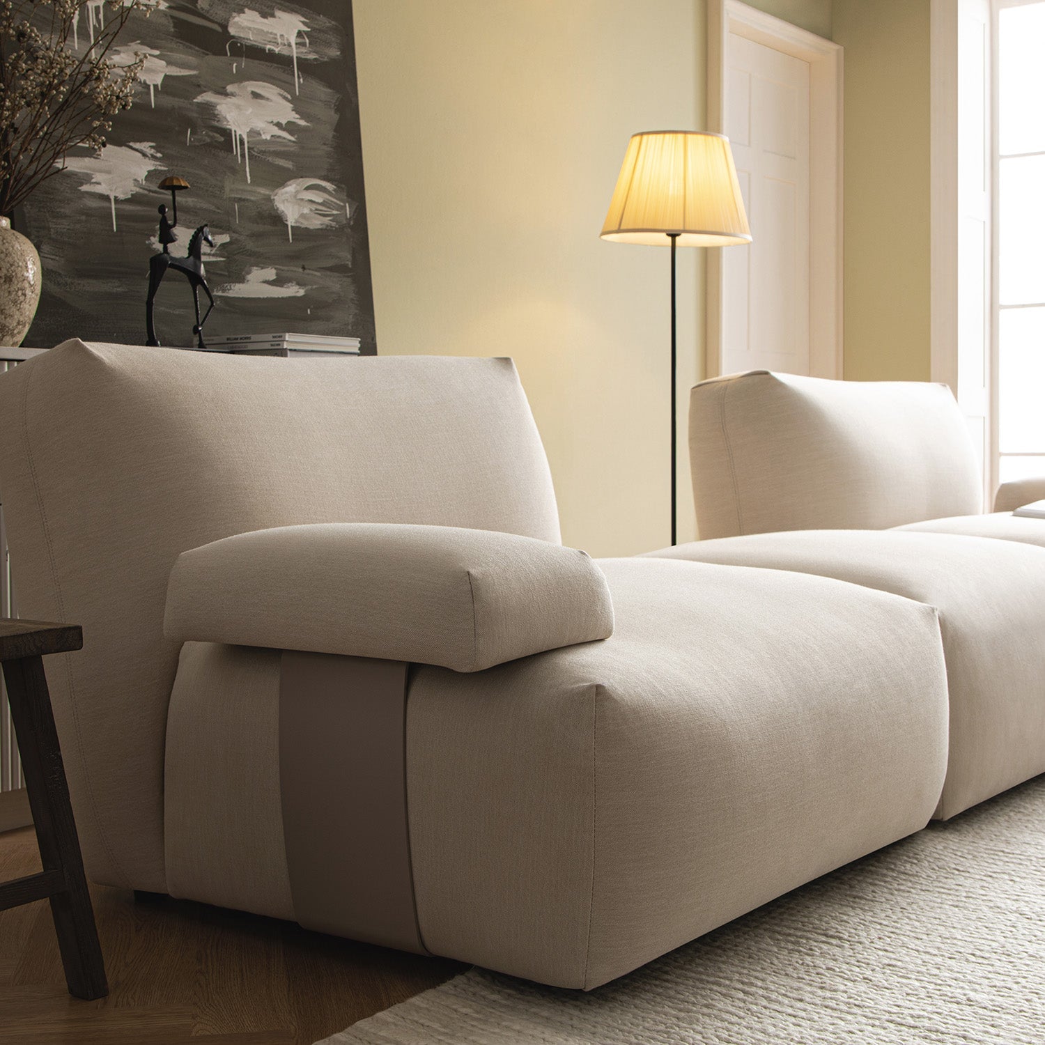 Carlyle Beige Cotton Blend Modular Sofa, 2-Piece Chaise