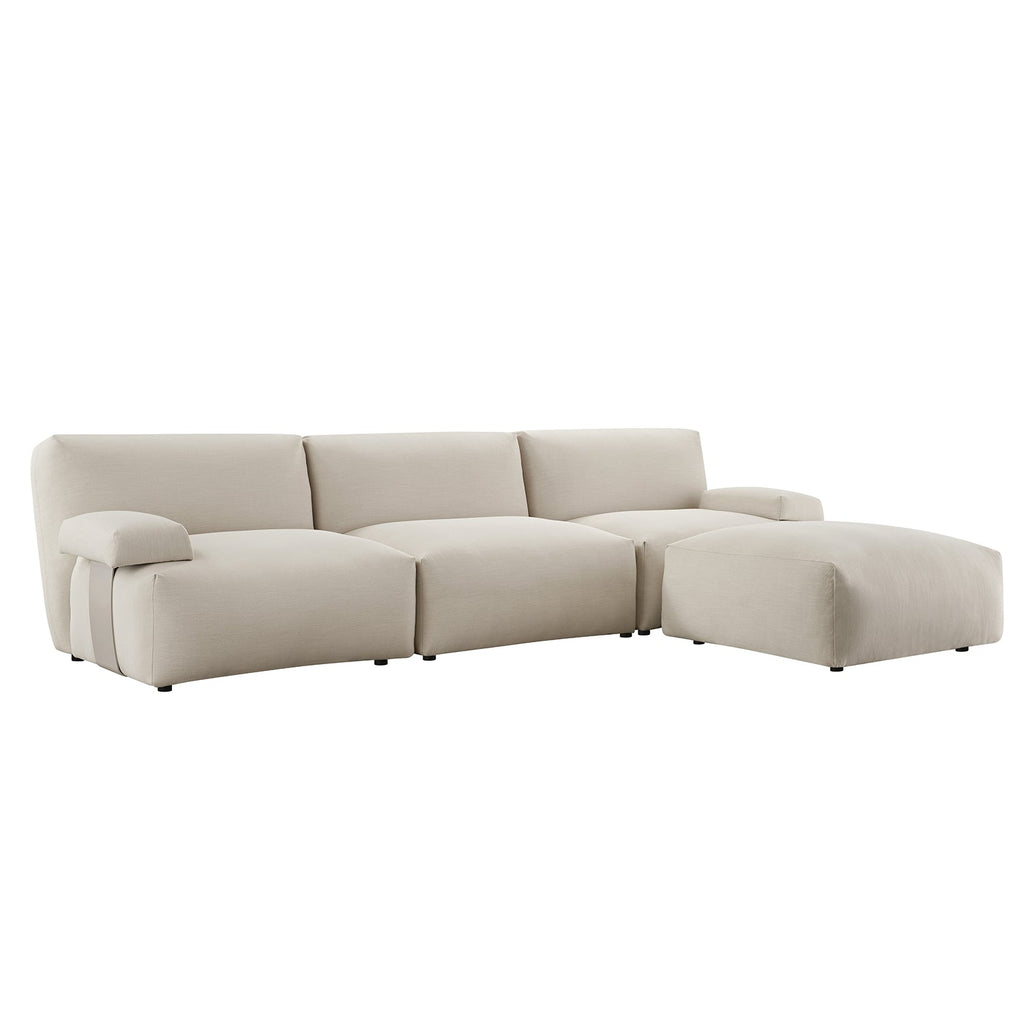 Carlyle Beige Cotton Blend Modular Sofa, 3-Piece Chaise