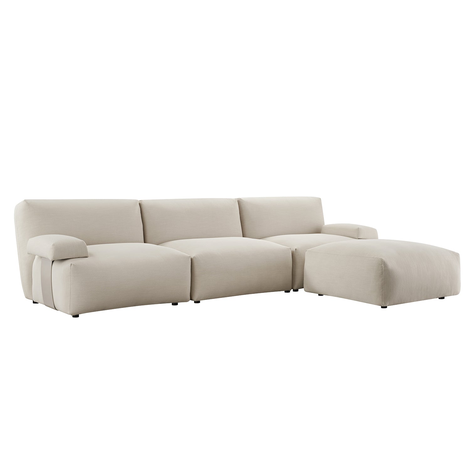 Carlyle Beige Cotton Blend Modular Sofa, 3-Piece Chaise