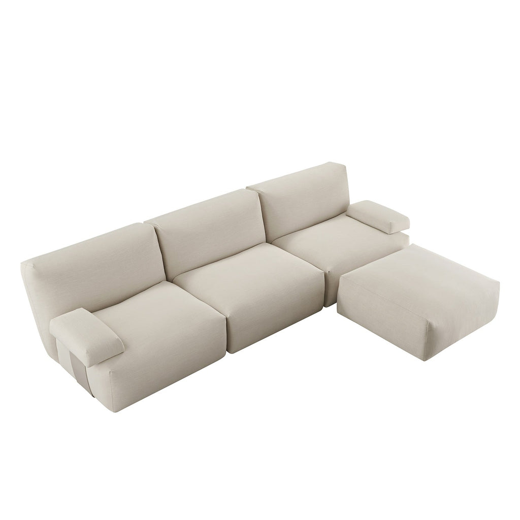 Carlyle Beige Cotton Blend Modular Sofa, 3-Piece Chaise