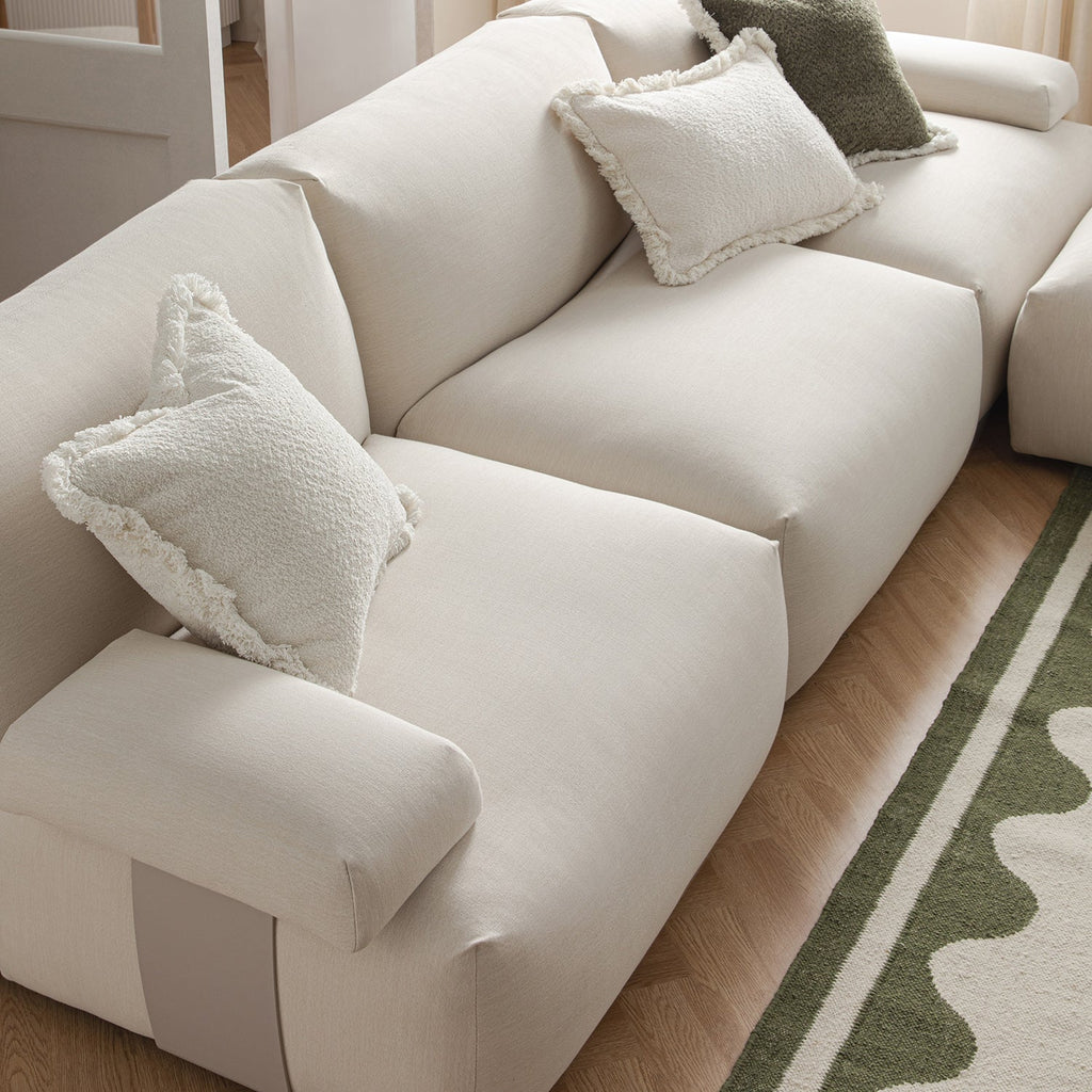 Carlyle Beige Cotton Blend Modular Sofa, 3-Piece Chaise