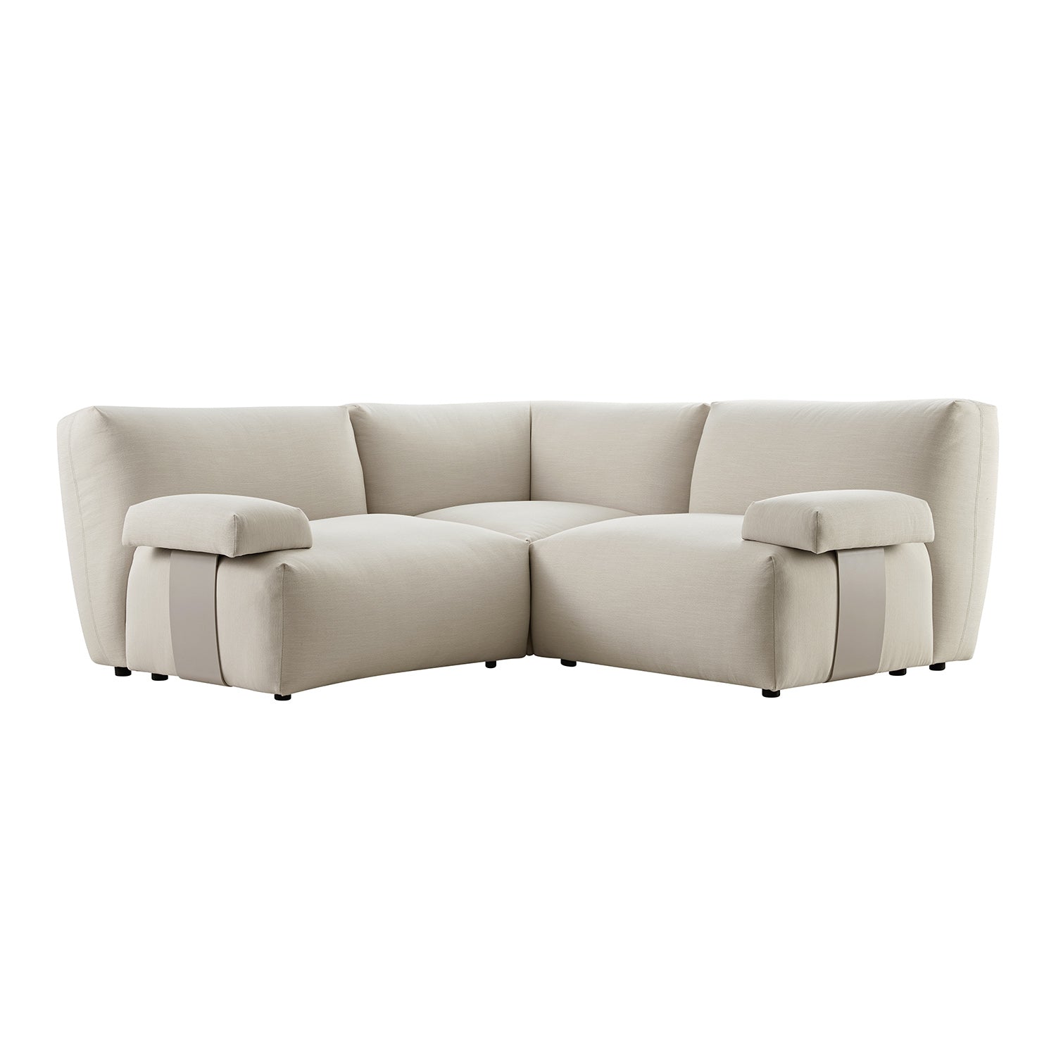 Carlyle Beige Cotton Blend Modular Sofa, Compact Corner Set
